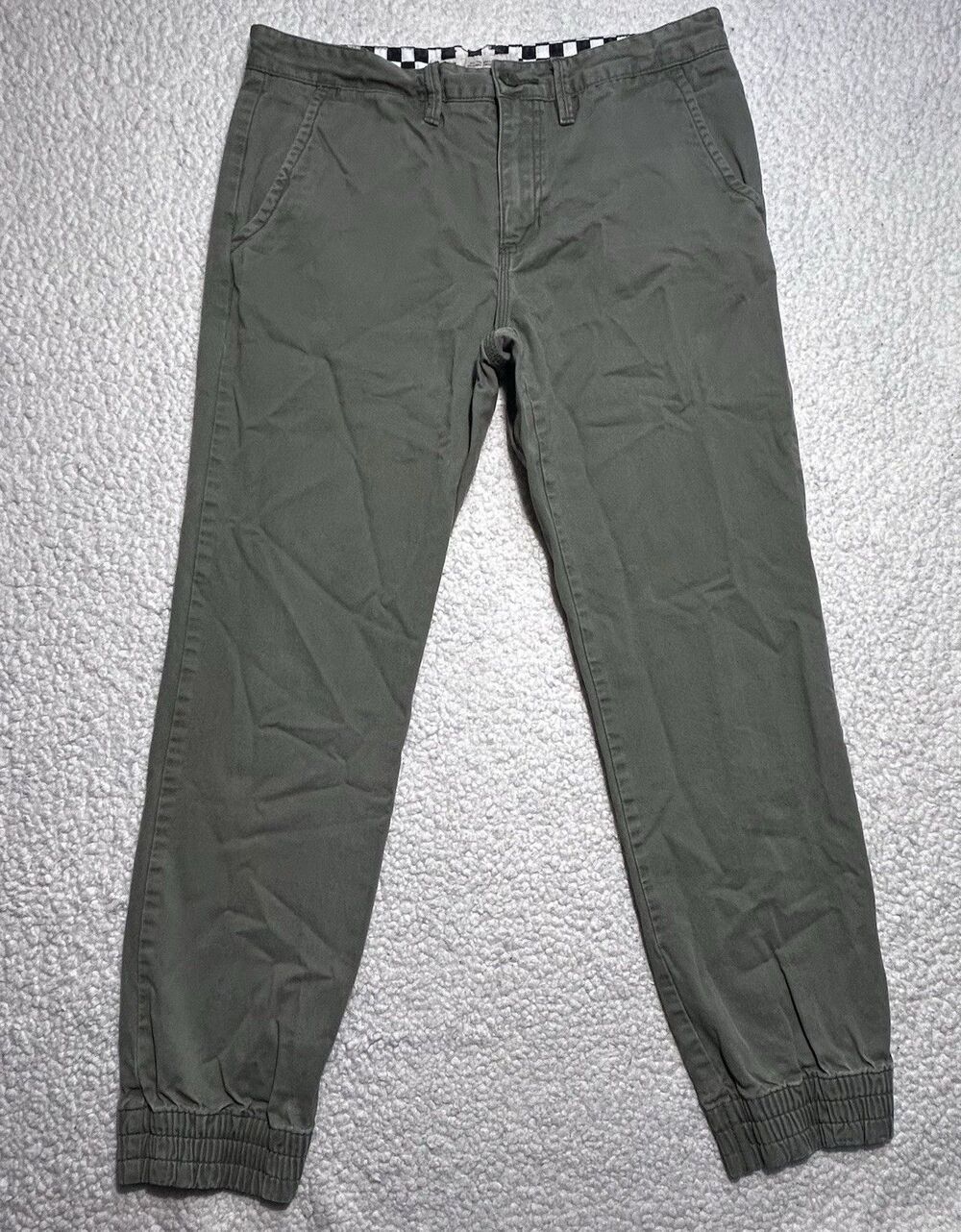 Vans Authentic Chino Jogger Pants Men 32 Green Olive Khaki Skate Casual